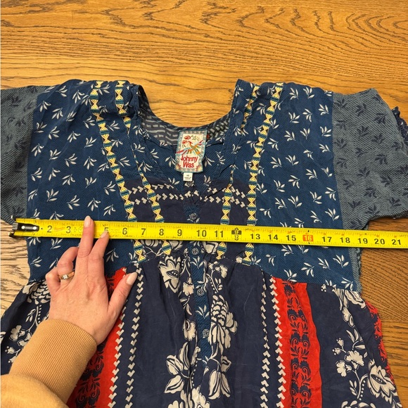 Johnny Was Ramona Button Down Top Bohemian patchwork peasant blouse - Picture 9 of 9